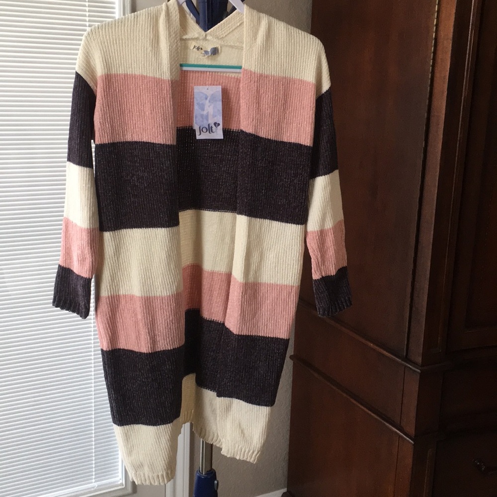 JOLT Colorblock Chenille Striped Sweater S